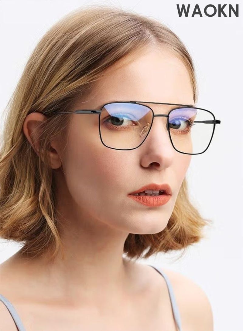 WAOKN Blue Light Blocking Glasses, Blue Light Filter Computer Reading Gaming TV Phones Oversized Eyeglasses Fashion Anti Eyestrain Headache Eyewear for Women Men ,Anti slip design metal eyeglass frame,Black. - Image 5