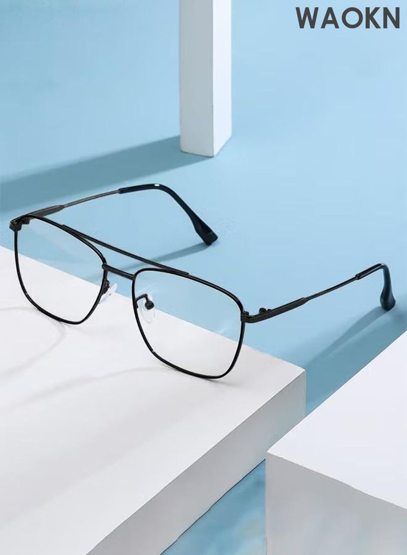 WAOKN Blue Light Blocking Glasses, Blue Light Filter Computer Reading Gaming TV Phones Oversized Eyeglasses Fashion Anti Eyestrain Headache Eyewear for Women Men ,Anti slip design metal eyeglass frame,Black. - Image 4