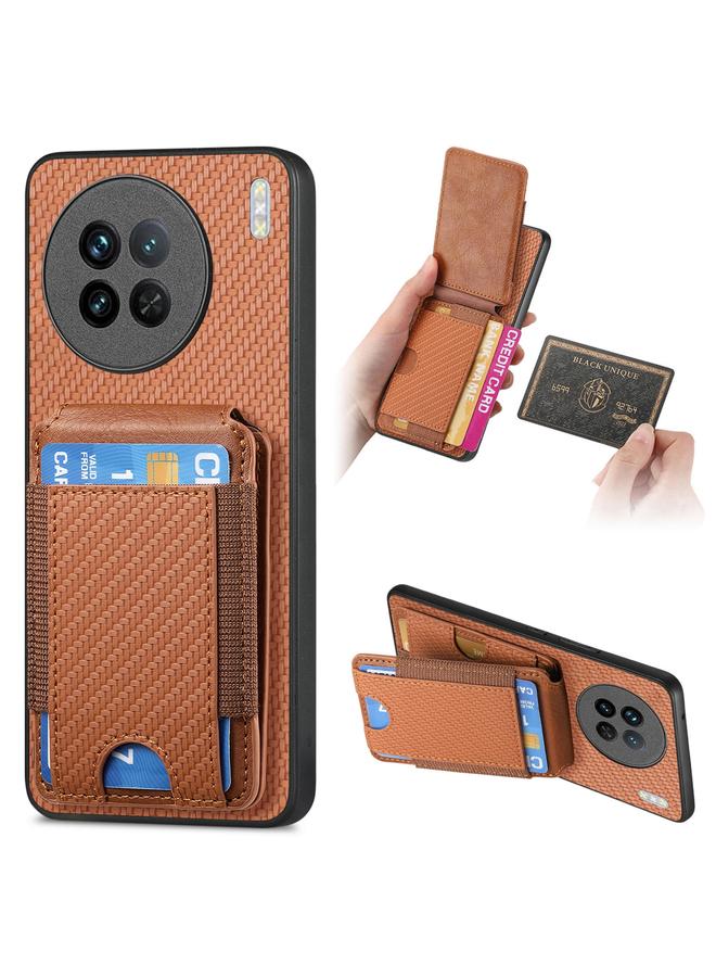 erorex Case For vivo X90 Carbon Fiber Vertical Flip Wallet Stand Phone Case - Image 1