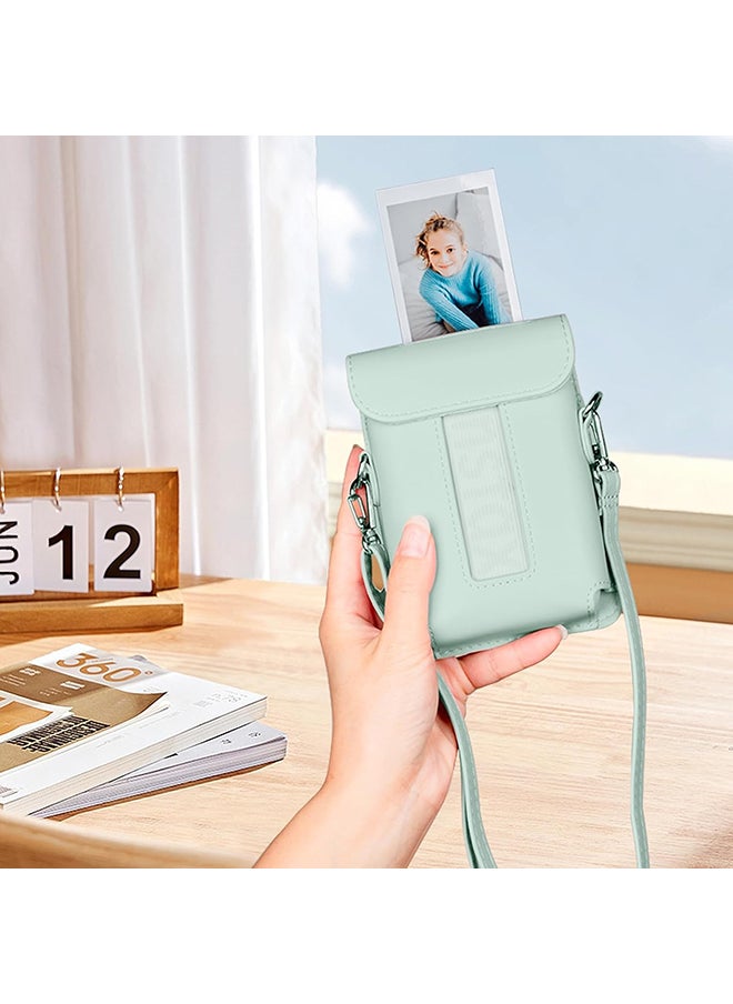 O Ozone Protective Case for Fujifilm Instax Mini Link 3 Printer, PU Leather Mini Link 3 Smartphone Printer Carrying Case with Adjustable Shoulder Strap- Green  - Image 5