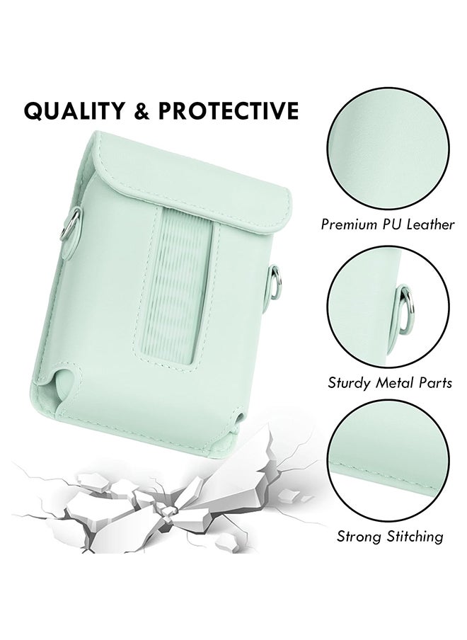 O Ozone Protective Case for Fujifilm Instax Mini Link 3 Printer, PU Leather Mini Link 3 Smartphone Printer Carrying Case with Adjustable Shoulder Strap- Green  - Image 2