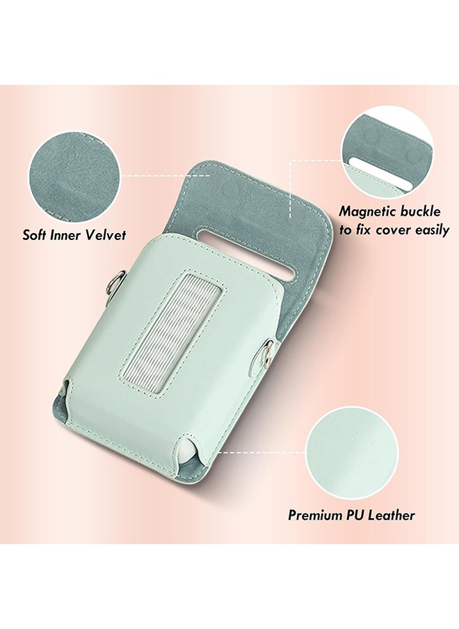 O Ozone Protective Case for Fujifilm Instax Mini Link 3 Printer, PU Leather Mini Link 3 Smartphone Printer Carrying Case with Adjustable Shoulder Strap- Green  - Image 3