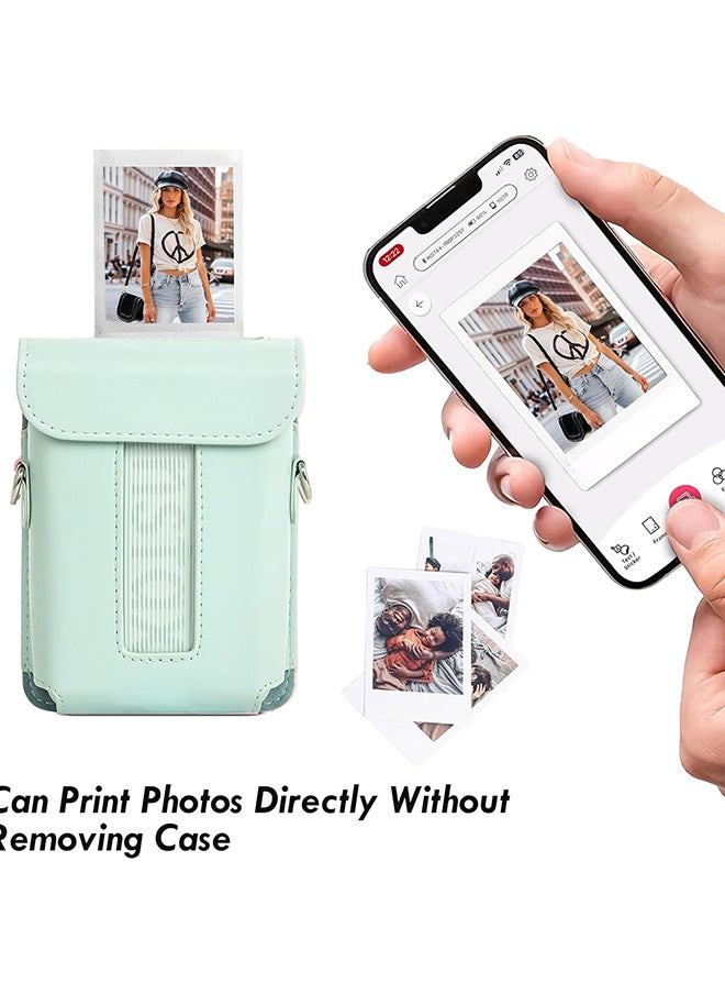 O Ozone Protective Case for Fujifilm Instax Mini Link 3 Printer, PU Leather Mini Link 3 Smartphone Printer Carrying Case with Adjustable Shoulder Strap- Green  - Image 4