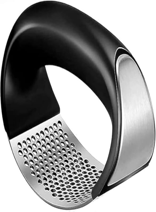 Spaceshoop Stainless Steel Garlic Press with Black Handle Dishwasher Safe (1)