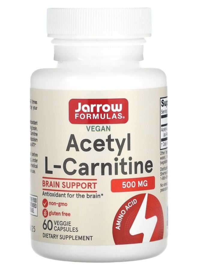 jarrow formulas Acetyl LCarnitine 500 mg 60 Veggie Capsules