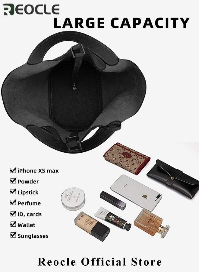 REOCLE Womens Tote Bag Top Handle Satchel Handbag Daily Casual Soft Handbags Elegant Leather Bag with Stylish Lock Design - Image 3