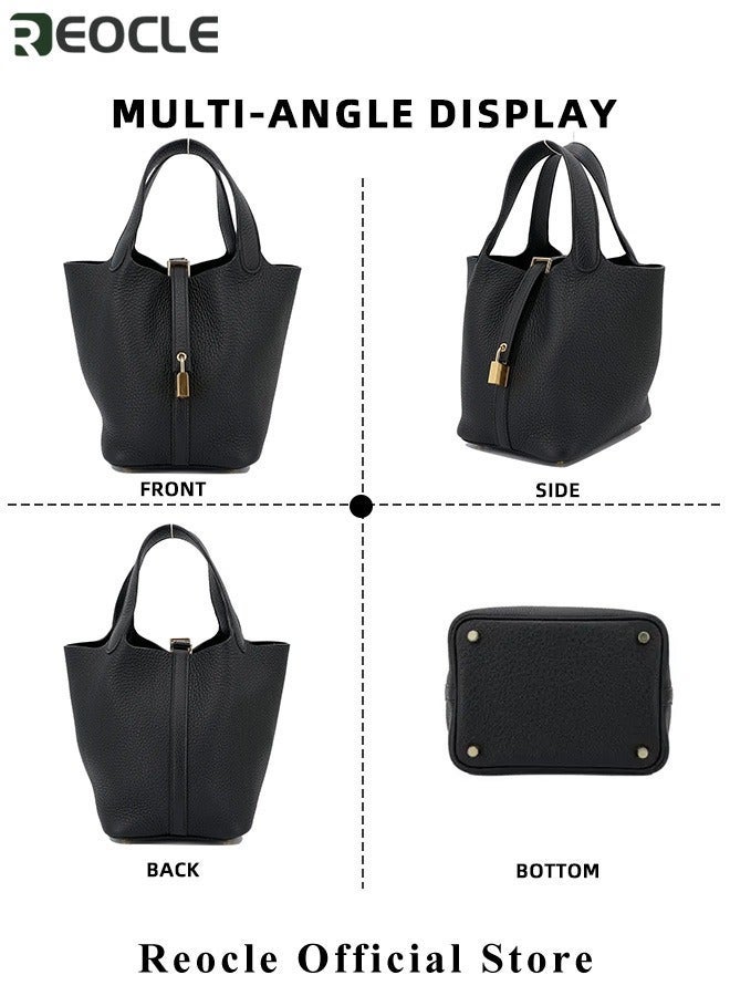 REOCLE Womens Tote Bag Top Handle Satchel Handbag Daily Casual Soft Handbags Elegant Leather Bag with Stylish Lock Design - Image 5