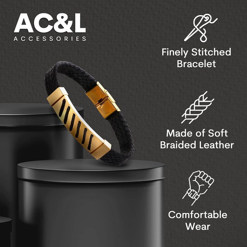 AC&L Metallic Steel craft design - Genuine Leather bracelet Perfect gift for friends - Image 3