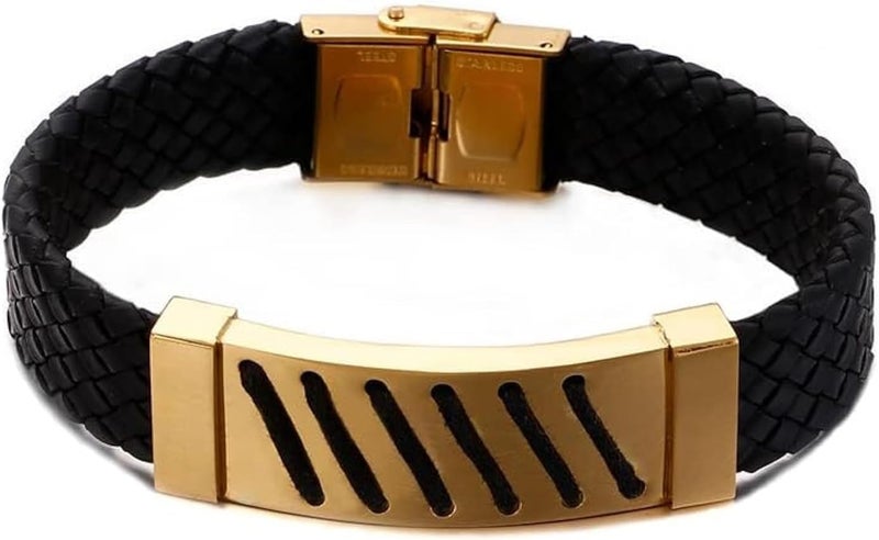 AC&L Metallic Steel craft design - Genuine Leather bracelet Perfect gift for friends - Image 1