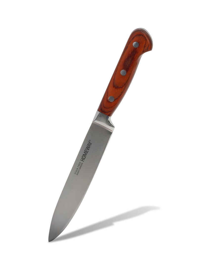 Homeway Utility Knife 6" with Wooden Handle – Durable, Sharp, and Versatile Kitchen Tool for Cutting and Slicing - Image 1