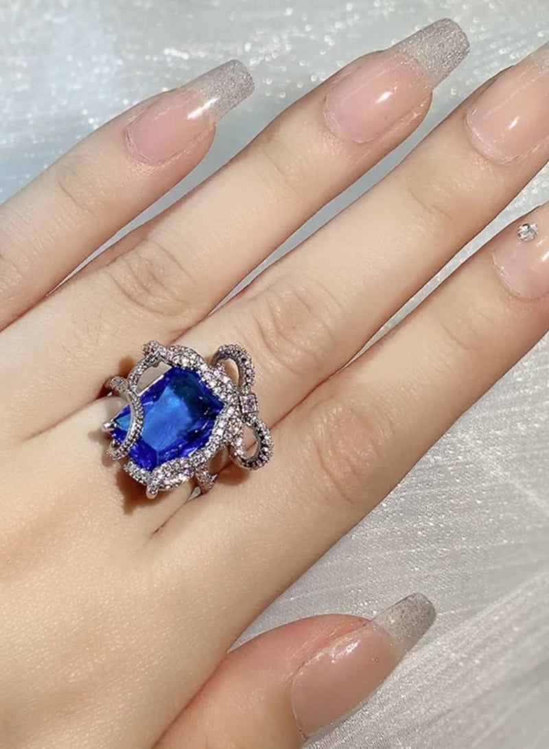 STRATEG 925 Sterling Silver Cubic Zirconia Studded Ring - Image 3