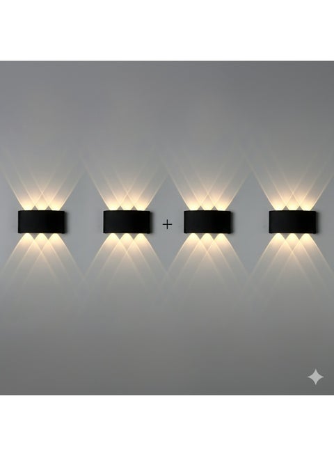 عدد 4 اب داون ثلاثى بلاستك للأستخدام الداخلى والخارجي بشكل انيق واضاءة مميزة من اعلى واسفل  8cm