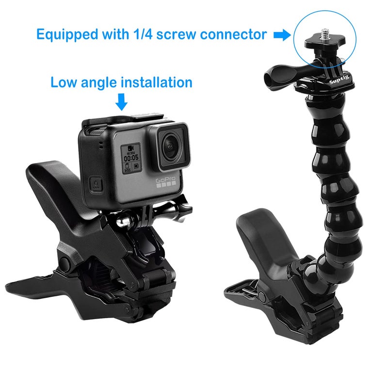 Suptig Jaws Flex Clamp Mount Gooseneck Mount for GoPro Hero 13 Hero 12 Hero 11 Hero 10 Hero 9 Hero 8 Hero 7 Hero 6 Hero 5 Hero 4 Session Hero 3+ Hero 3 Akaso EK7000 DJI osmo Arlo Action Camera. - Image 3