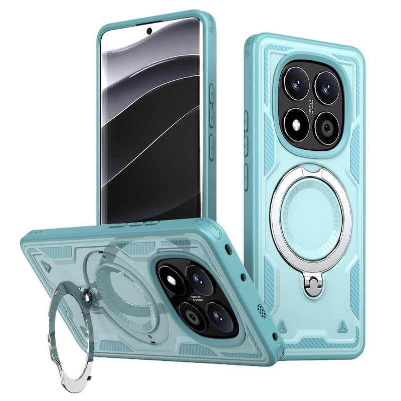 BB غطاء MagSafe بTPU+PC لـ Redmi Note 14 Pro مع مقاوم للصدمات وحماية من السقوط مع مقاوم للصدمات مع حامل قائم مع مغناطيس قوي باللون أخضر مغناطيسي بوظيفة حامل من مادة TPU باللون الأخضر. - Image 4
