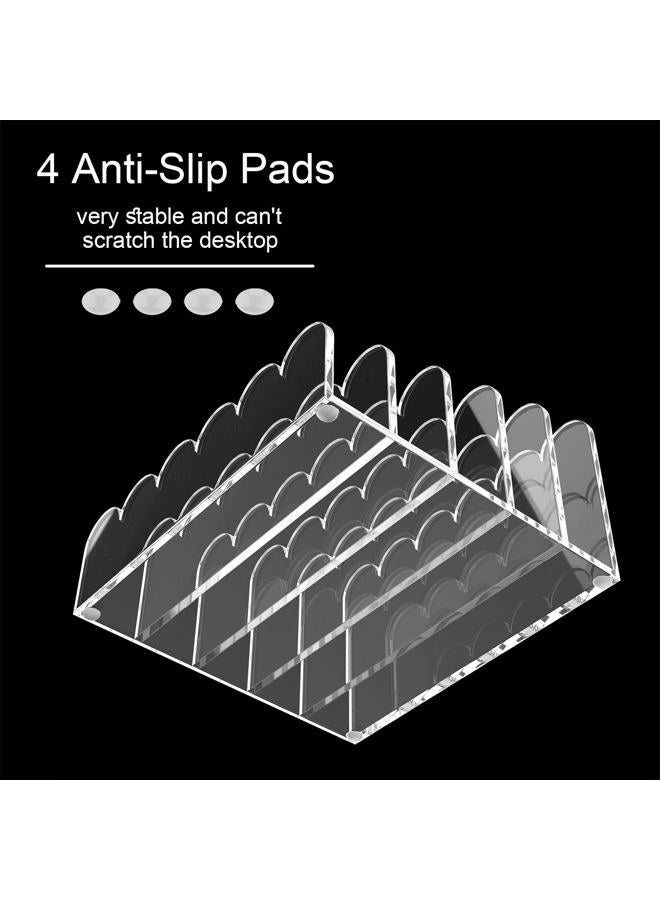 YAGELI 5-Slot Acrylic Mail Organizer for Desktop – Scalloped Clear Document Sorter, Vertical File Holder for Office/Home, Space-Saving Desk Organizer for Letters, Bills, Stationery - Image 3