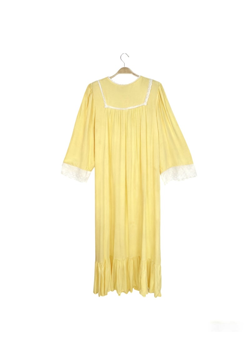 Orchid Womens Long-sleeved Nightdress Lace Princess Long Pajamas Home Wear - Image 3