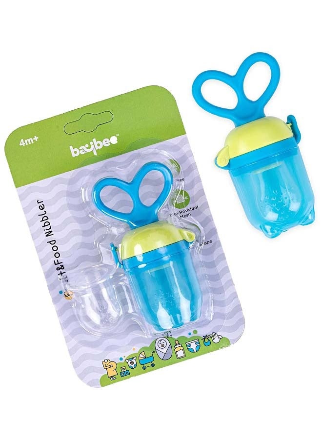 BAYBEE Silicone Fruit Feeder For Baby Infant With Pacifier Nibbler For Baby Food Grade Baby Teether Training Massaging Teething Toy Fresh Food Fruit Feeder Pacifier For Baby Infant 4+ Months Blue - Image 1