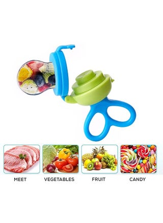 Silicone Fruit Feeder For Baby Infant With Pacifier Nibbler For Baby Food Grade Baby Teether Training Massaging Teething Toy Fresh Food Fruit Feeder Pacifier For Baby Infant 4+ Months Blue - view 3