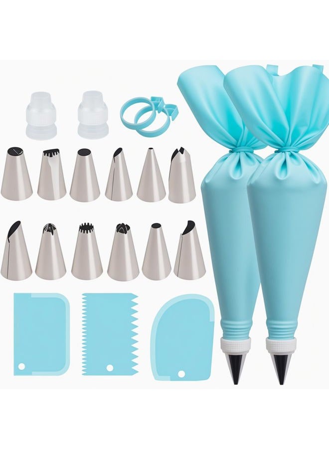 WOFEIS Reusable Piping Bags and Tips Cake Decorating Tools Kit Baking Supplies Cupcake Icing Tips with Nozzle Pastry Bag for Baking Decorating Cake - Image 1