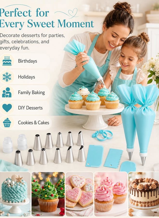 WOFEIS Reusable Piping Bags and Tips Cake Decorating Tools Kit Baking Supplies Cupcake Icing Tips with Nozzle Pastry Bag for Baking Decorating Cake - Image 2