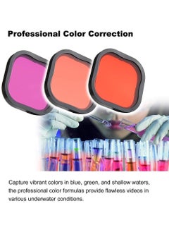 Anmi 3-Pack Dive Filters for GoPro Hero 8 9 10 11 12 Official Waterproof Housing Case (Red, Light Red, Magenta Filters) - Color Correction in Deep Diving/Scuba Snorkeling/Underwater Photography  - Image 2