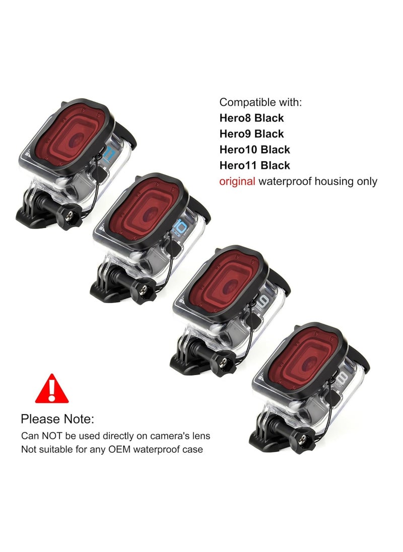 Anmi 3-Pack Dive Filters for GoPro Hero 8 9 10 11 12 Official Waterproof Housing Case (Red, Light Red, Magenta Filters) - Color Correction in Deep Diving/Scuba Snorkeling/Underwater Photography  - Image 3