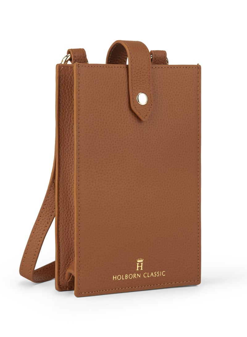 HOLBORN CLASSIC Bella Travel Pouch With Phone Compartment For Women - Brown, Leather Phone Pouch Bags, Crossbody Phone Bag, Genuine Leather  - Image 2