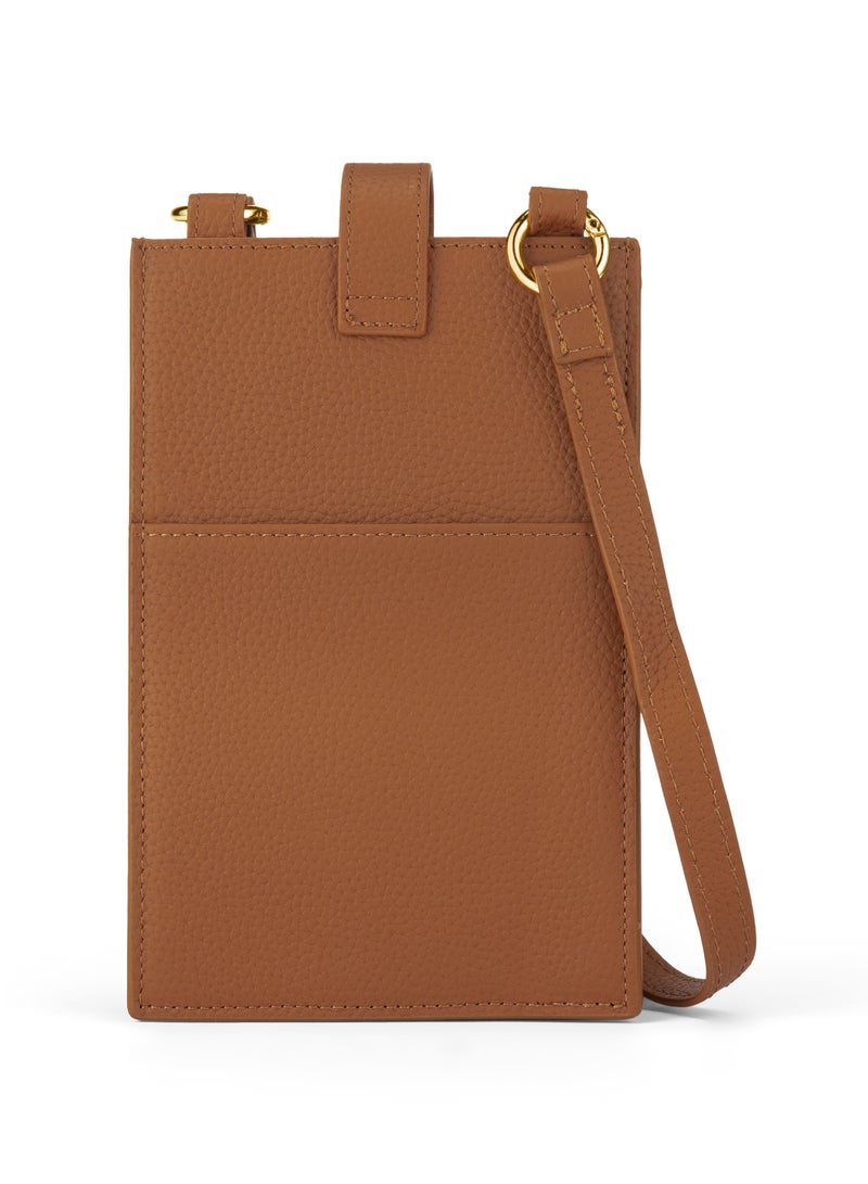 HOLBORN CLASSIC Bella Travel Pouch With Phone Compartment For Women - Brown, Leather Phone Pouch Bags, Crossbody Phone Bag, Genuine Leather  - Image 3