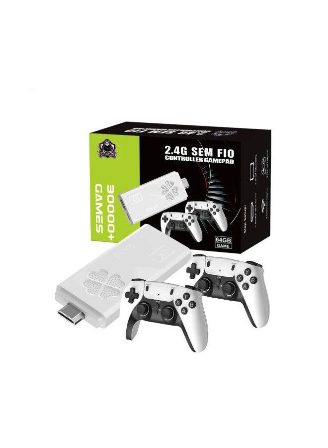 4K Retro Gaming Console Stick with 30,000+ Built-in Games, Dual 2.4G Wireless Controllers, HDMI Plug & Play Video Game Console with Multi-Emulator Support for TV & Projector - Image 1