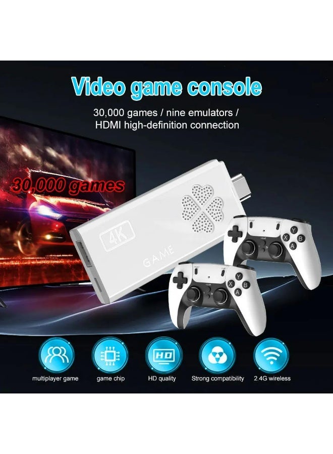 4K Retro Gaming Console Stick with 30,000+ Built-in Games, Dual 2.4G Wireless Controllers, HDMI Plug & Play Video Game Console with Multi-Emulator Support for TV & Projector - Image 2