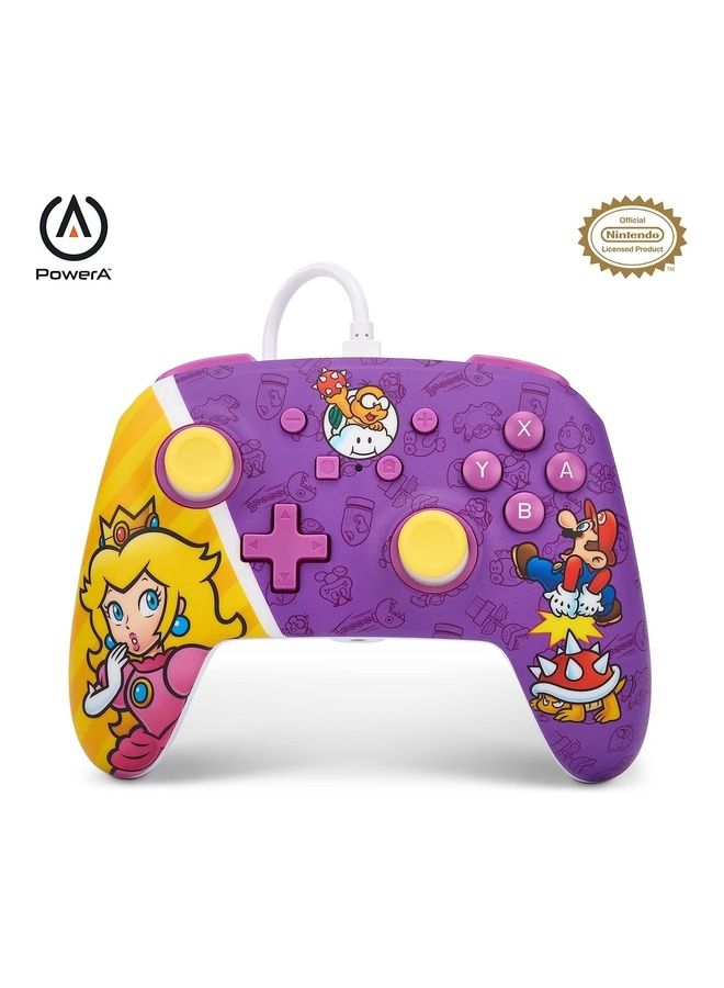 PowerA Enhanced Nintendo Switch Wired Controller - Princess Peach Battle, Mario, Gamepad, 10Ft Cable, 3.5Mm Headphone Jack, Mappable Advanced Gaming Buttons, No Batteries Required - Image 1