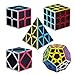 Roxenda Speed Cube Set 5 Pack Magic Cube Bundle of 2x2 3x3 Skew Megaminx Cube and Pyramid Cube Smoothly Speed Cubes Collection for Kids Teens  Adults Carbon Fiber - Image 4