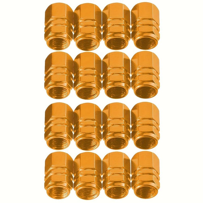 16 Black Aluminum Alloy Tire Valve Stem Caps Hexagonal Dust Proof Covers - Image 1