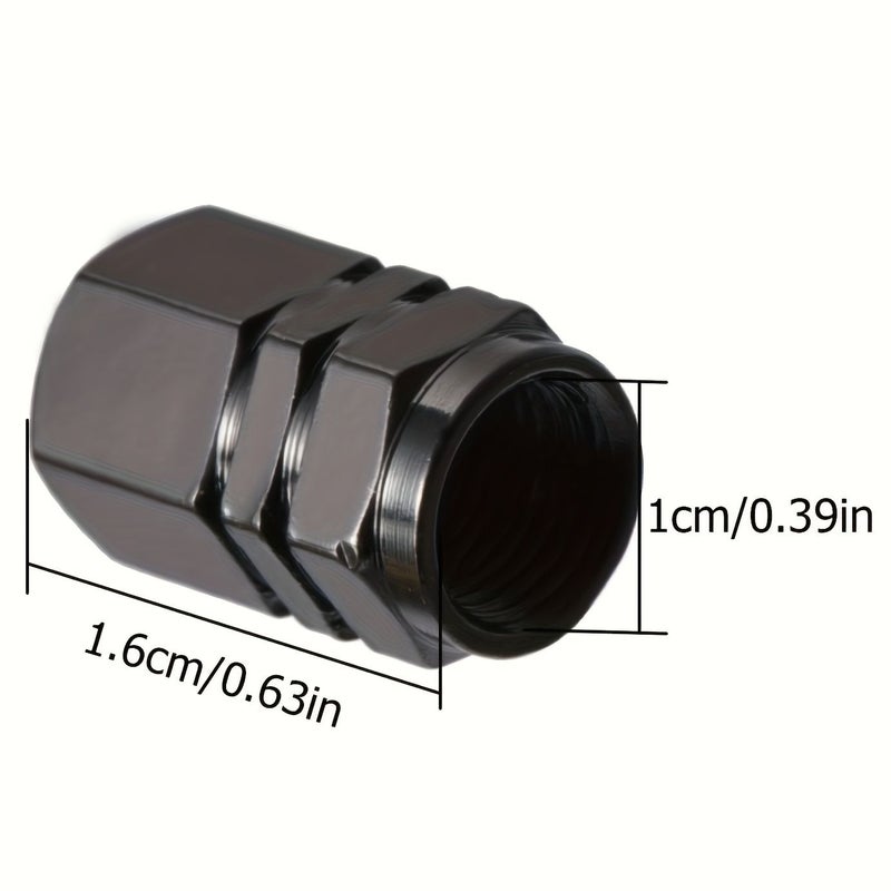 16 Black Aluminum Alloy Tire Valve Stem Caps Hexagonal Dust Proof Covers - Image 5