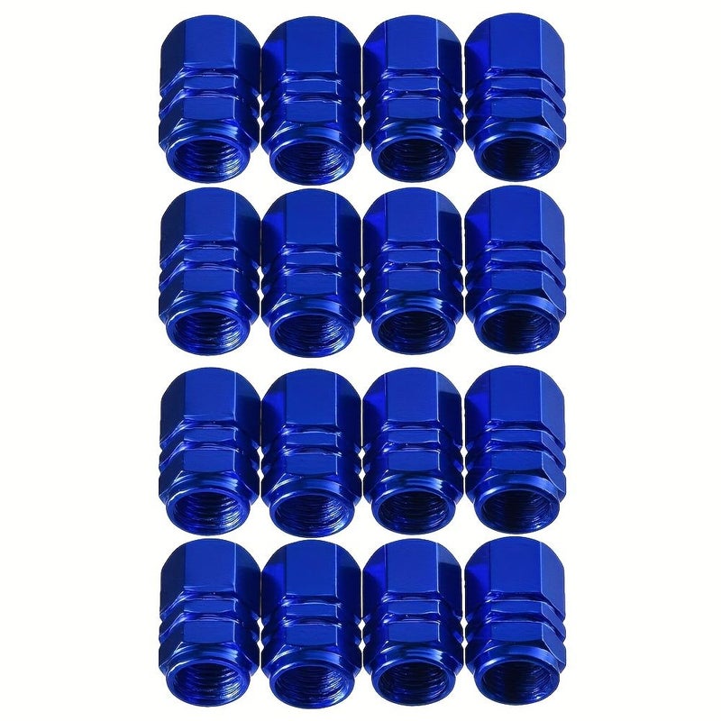 16 Black Aluminum Alloy Tire Valve Stem Caps Hexagonal Dust Proof Covers - Image 4
