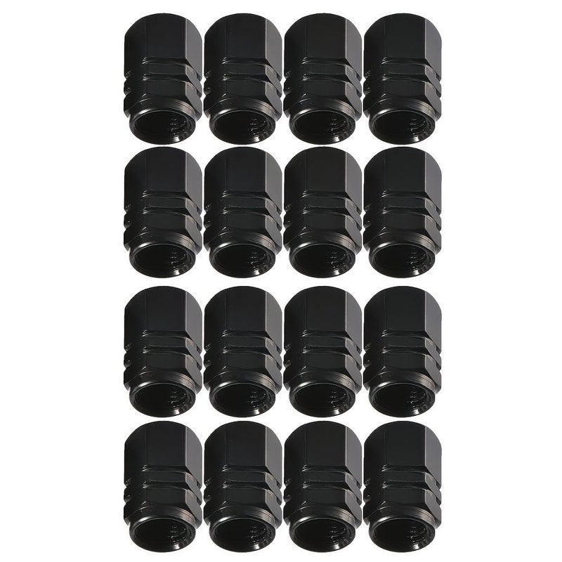 16 Black Aluminum Alloy Tire Valve Stem Caps Hexagonal Dust Proof Covers - Image 2