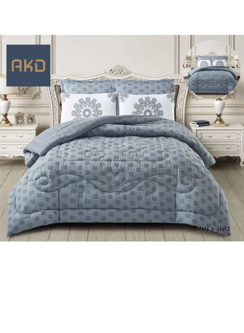 طقم لحاف نفرين مفرش مكون من 6 قطع ميكروفايبر مقاس 240*260 سم