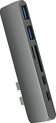 Basix USB C 7 in 1 Multiport Aluminum HDMI Converter, 2xUSB 3.0 Hub, Card Reader, 2xUSB C to Space Gray (BSX-P1G)