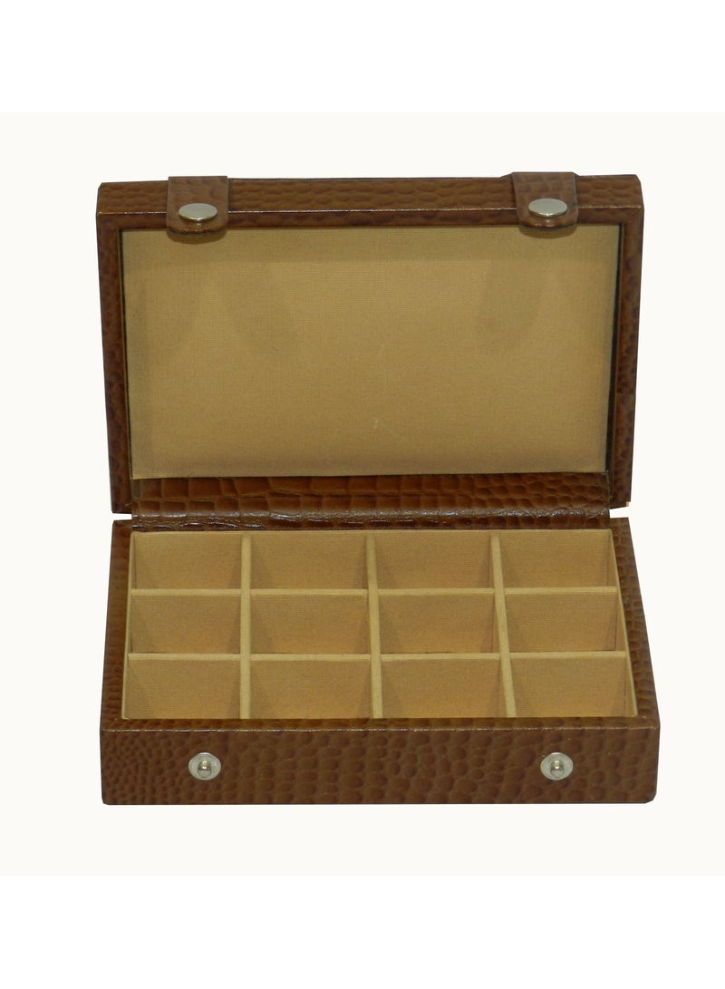 LAVERI LEATHER Laveri Cufflink Storage Display Box with Ring Holder Showcase for Store Display, Jewelry Show & Home ~ Jewelry Tray Organizer  - Image 1