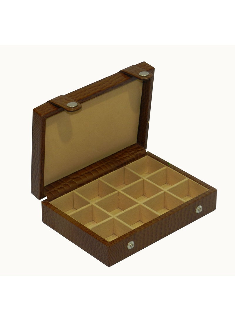 LAVERI LEATHER Laveri Cufflink Storage Display Box with Ring Holder Showcase for Store Display, Jewelry Show & Home ~ Jewelry Tray Organizer  - Image 4