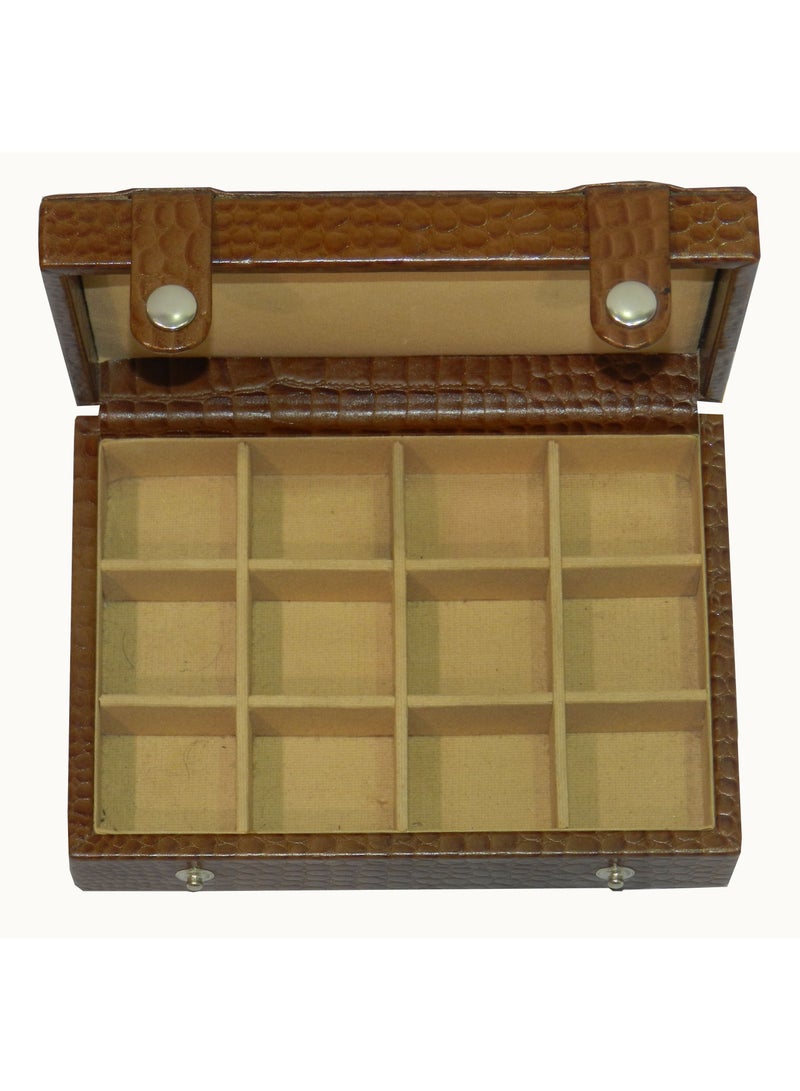 LAVERI LEATHER Laveri Cufflink Storage Display Box with Ring Holder Showcase for Store Display, Jewelry Show & Home ~ Jewelry Tray Organizer  - Image 3