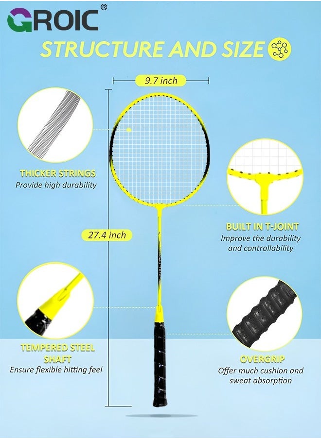 GROIC - 2 Pieces Badminton Set,Outdoor sports set,Badminton Set Including 1 Badminton Bag,2 Rackets,3 Badminton Balls,Outdoor Sports Equipment - Image 1