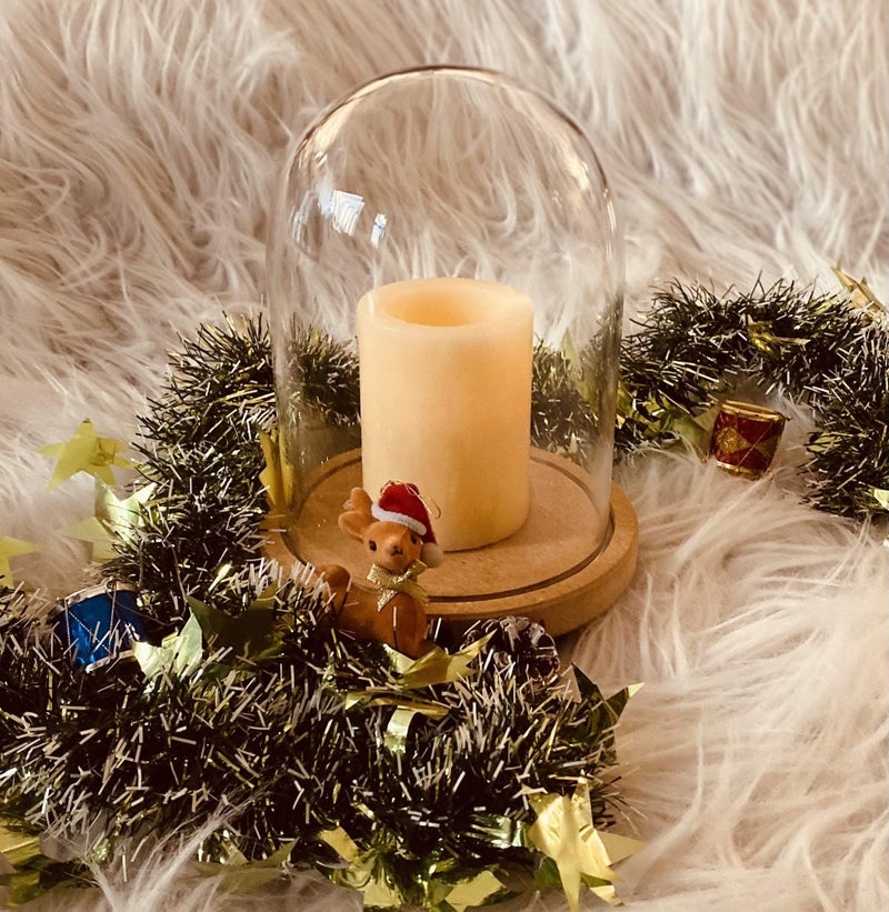 LABZIO Decorative Clear Borosilicate Glass Bell Jar with Round Lacquered Wood Base – Elegant Tabletop Dome Display Case for Home Decor, Festive Centerpiece, Office & Living Room Decoration - Image 5