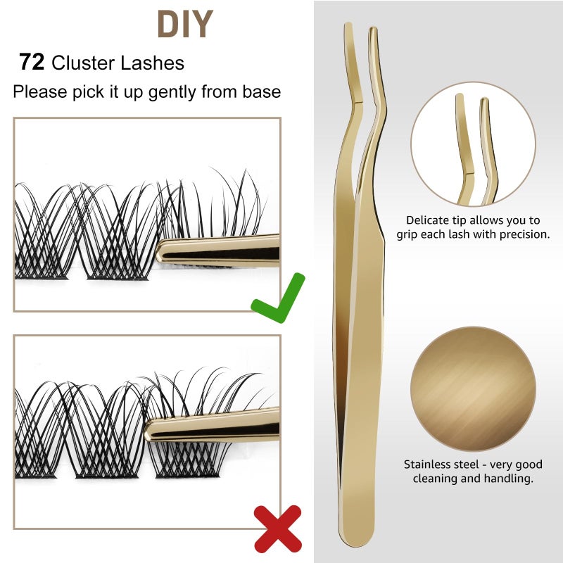 B&qaugen DIY Lash Extension Kit B01 Lash Cluster DIY Eyelash Extension Kit Individual Lashes Eyelash Clusters with Eyelash Glue Remover Lash Applicators for DIY Eyelashes Extensions (Kit,B01) - Image 3