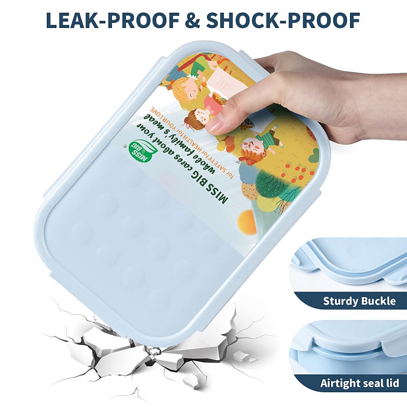 MISS BIG Bento Box Bento Box for Kids Lunch Box Kids Ideal Leakproof Kids Lunch Box Lunch Containers No BPAs and Chemical Dyes M/W D/W & Fridge Safe(1150ml Blue) - Image 3