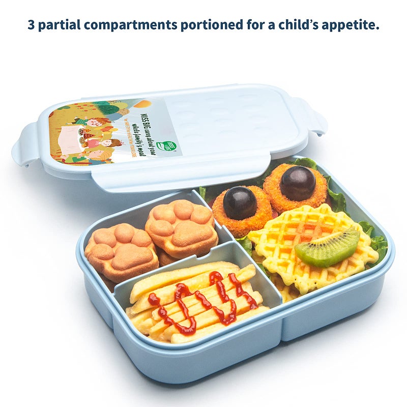 MISS BIG Bento Box Bento Box for Kids Lunch Box Kids Ideal Leakproof Kids Lunch Box Lunch Containers No BPAs and Chemical Dyes M/W D/W & Fridge Safe(1150ml Blue) - Image 2