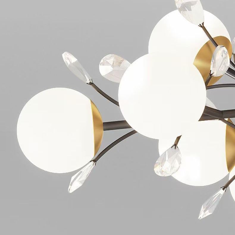 Decor Chronicle 9-Light Globe Branch Chandelier | Modern Gold & Black Ceiling Light for Living Room, Dining & Bedroom | Frosted Glass Shades with Crystal Accents | E27 Bulb Compatible | Adjustable Rod - Image 3