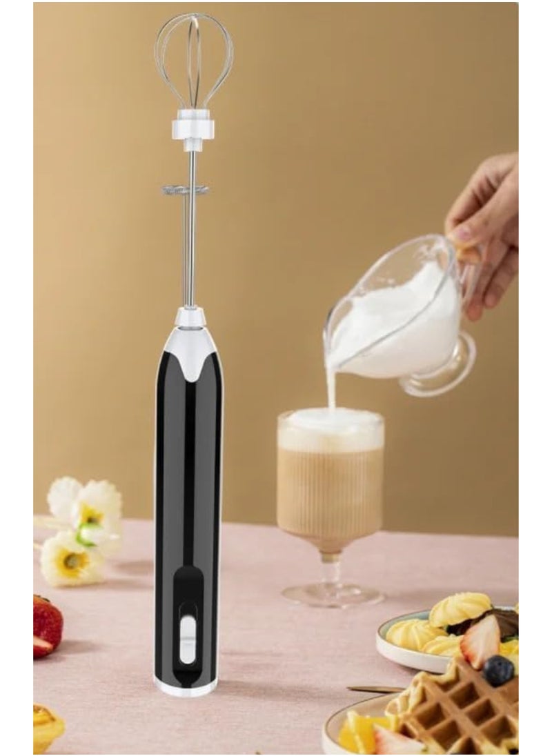 شو وو Rechargeable Milk Frother & Egg Beater – Handheld Electric Whisk & Foam Maker | 2 Stainless Steel Whisks | Portable Drink Mixer for Coffee, Latte, Cappuccino, Hot Chocolate & More (Black) - Image 4