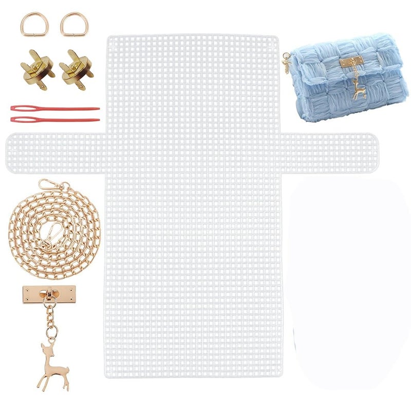 HASTHIP DIY Knitting Crochet Bags Kit, Plastic Canvas Plastic Mesh Sheets for Embroidery Cross Stitch DIY Women Handmade Bag Making Accessories, White - Image 1
