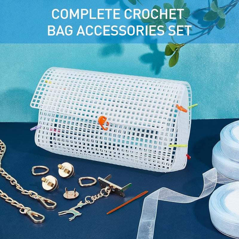 HASTHIP DIY Knitting Crochet Bags Kit, Plastic Canvas Plastic Mesh Sheets for Embroidery Cross Stitch DIY Women Handmade Bag Making Accessories, White - Image 5